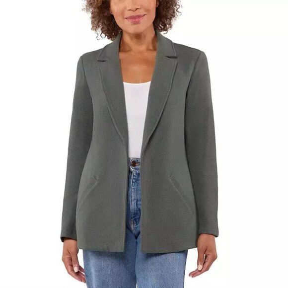 Matty M Women's The Knit Boyfriend Blazer Dark Sage, Size M (New) - Picture 2 of 5